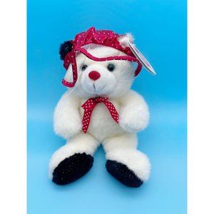 Walmart Be My Valentine Teddy Bear 12" White Stuffed Plush Polka Dot Hat Bow